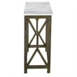 Agas 41 Inch Sofa Console Table-Genuine Marble Top-Sandblasted Gray Mango Wood