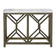 Agas 41 Inch Sofa Console Table-Genuine Marble Top-Sandblasted Gray Mango Wood