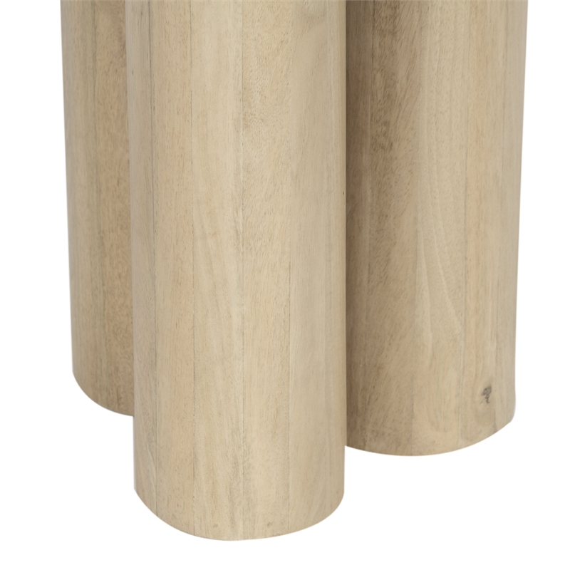 Hazel 17.7 Inch Round Side Table with 3 Pillar Legs-Handcrafted Brown Mango Wood