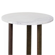 Fina 20 Inch Round Side End Table- White Genuine Marble Top- Brown Mango Wood