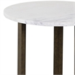 Fina 20 Inch Round Side End Table- White Genuine Marble Top- Brown Mango Wood