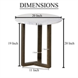 Fina 20 Inch Round Side End Table- White Genuine Marble Top- Brown Mango Wood