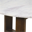 Fina 38 Inch Round Coffee Table- White Genuine Marble Top- Brown Mango Wood