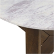 Fina 38 Inch Round Coffee Table- White Genuine Marble Top- Brown Mango Wood
