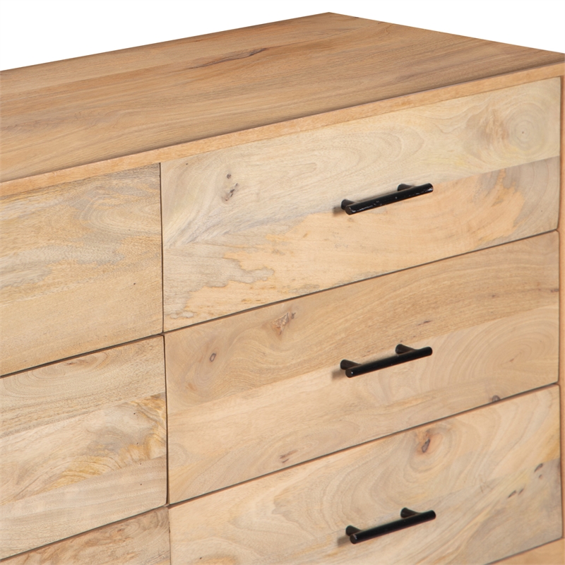 Geti 84 Inch Wide Dresser- 9 Spacious Drawers- Handcrafted Oak White Mango Wood