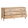 Geti 66 Inch Wide Dresser- 6 Drawers- Handcrafted Natural Oak White Mango Wood