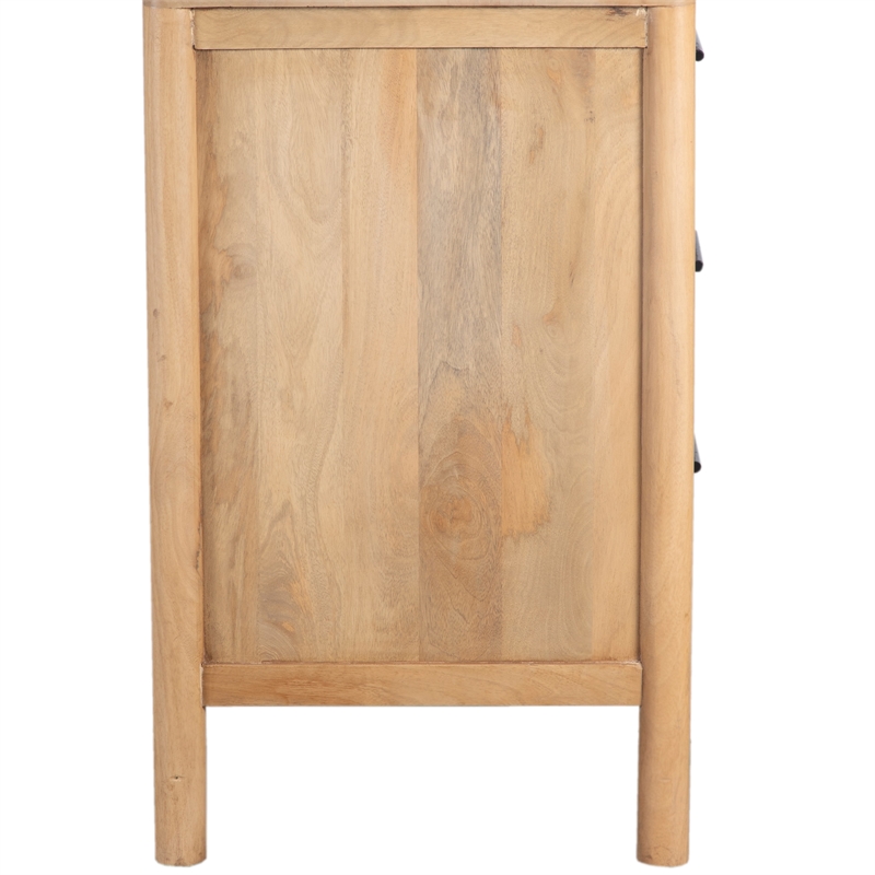 Geti 66 Inch Wide Dresser- 6 Drawers- Handcrafted Natural Oak White Mango Wood