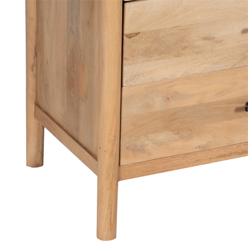 Geti 66 Inch Wide Dresser- 6 Drawers- Handcrafted Natural Oak White Mango Wood