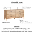 Geti 66 Inch Wide Dresser- 6 Drawers- Handcrafted Natural Oak White Mango Wood