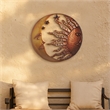 21 Inch Handcrafted Sun and Moon Accent Wall Decor- Round Metal Wall Mount