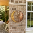 21 Inch Handcrafted Sun and Moon Accent Wall Decor- Round Metal Wall Mount