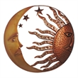 21 Inch Handcrafted Sun and Moon Accent Wall Decor- Round Metal Wall Mount