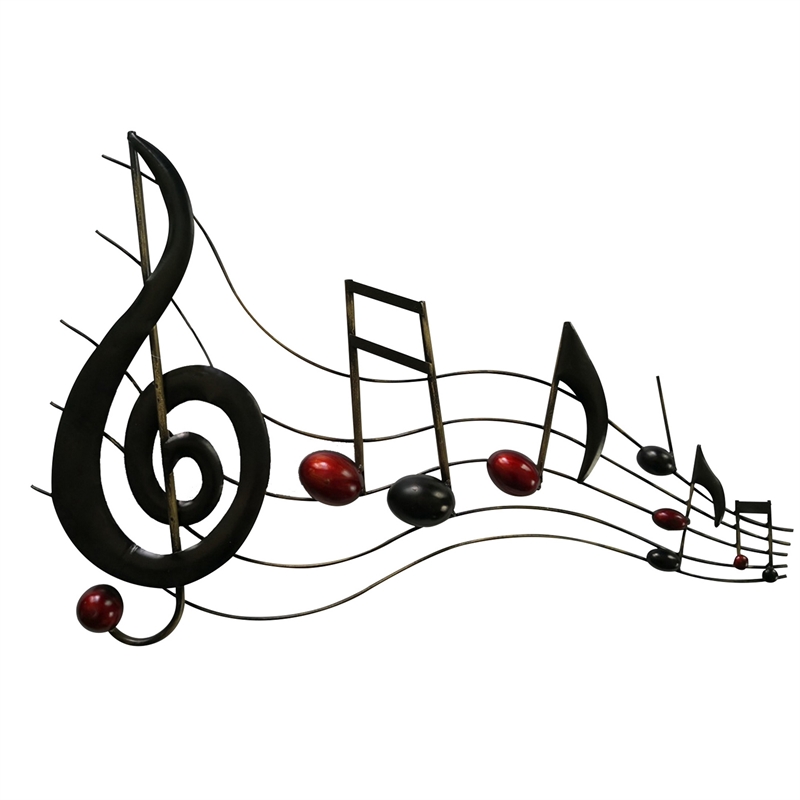 26 Inch Handmade Metal Wall Mount Accent Decor with Musical Notes - Treble Clef
