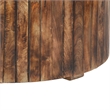 34 Inch Handmade Wooden Round Coffee Table with Plank Design- Burned Brown