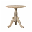 Intricately Carved Round Top Mango Wood Side End Table with Pedestal Base- Brown