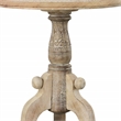 Intricately Carved Round Top Mango Wood Side End Table with Pedestal Base- Brown