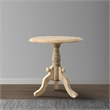 Intricately Carved Round Top Mango Wood Side End Table with Pedestal Base- Brown