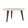 24 Inch Modern Coffee Table- Round MDF Top- Tapered Mango Wood Legs