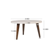 24 Inch Modern Coffee Table- Round MDF Top- Tapered Mango Wood Legs