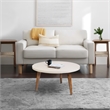 24 Inch Modern Coffee Table- Round MDF Top- Tapered Mango Wood Legs