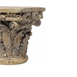 Accent Pedestal Table- 10 Inch Top- Weathered Brown Resin- Ornate Base