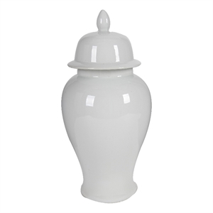 Kipp Decorative Porcelain Ginger Jar with Lidded Top- Large- White