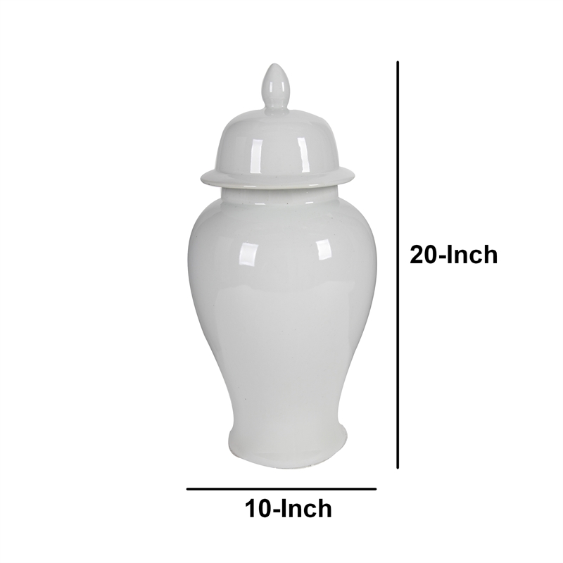 Kipp Decorative Porcelain Ginger Jar with Lidded Top- Large- White