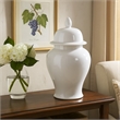 Kipp Decorative Porcelain Ginger Jar with Lidded Top- Large- White
