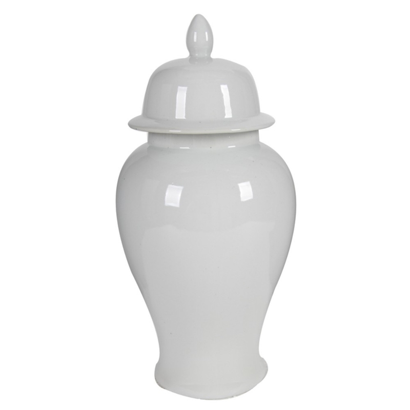 Kipp Decorative Porcelain Ginger Jar with Lidded Top- Large- White