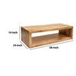 Keli 58 Inch Mango Wood Coffee Table- Open Cube- 1 Shelf- Natural Brown