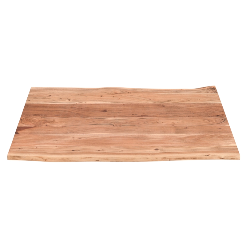 45 Inch Acacia Rectangular Coffee Table-Live Edge - Black Powder Coated Metal Sled Base