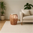 Bon 22 Inch Artisanal Side End Table- Multifaceted Solid Acacia Wood-Octagon Top