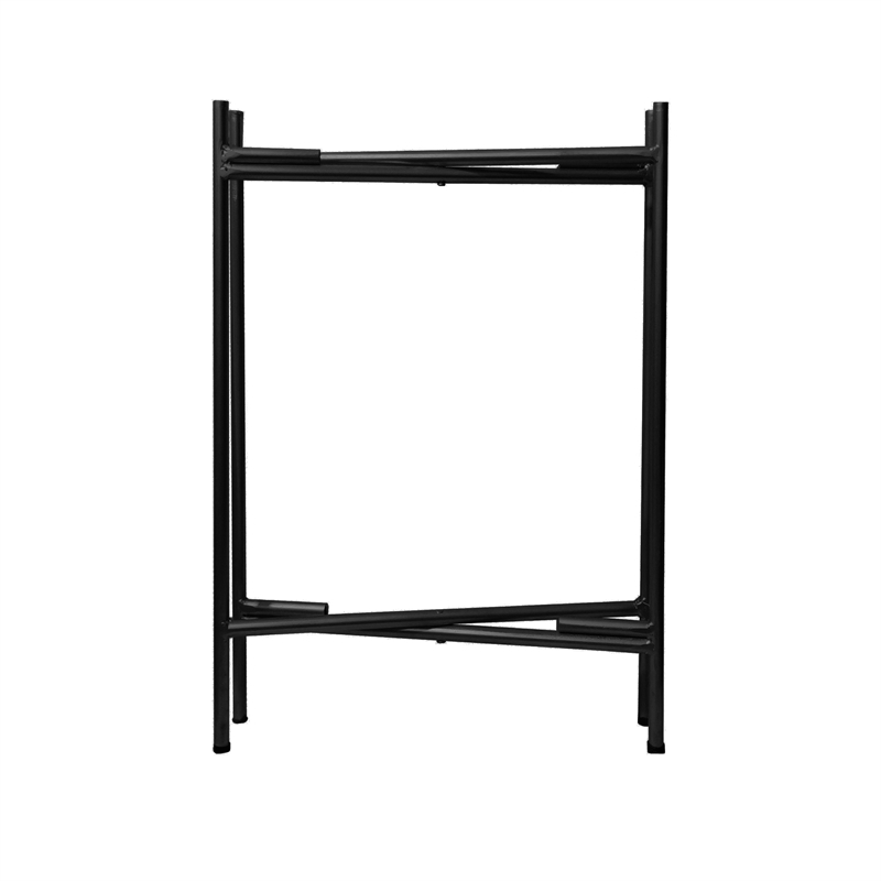 Vica 15 Inch Modern Side End Table- Metal Round Tray Top- Foldable Legs- Black