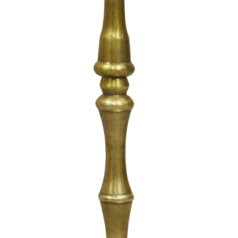 26 Inch Side End Drink Table- Turned Pedestal Metal Base- Round Top- Brass