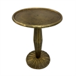 17 Inch Side End Drink Table- Fancy Fluted Base- Round Top- Antique Brass