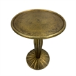 17 Inch Side End Drink Table- Fancy Fluted Base- Round Top- Antique Brass