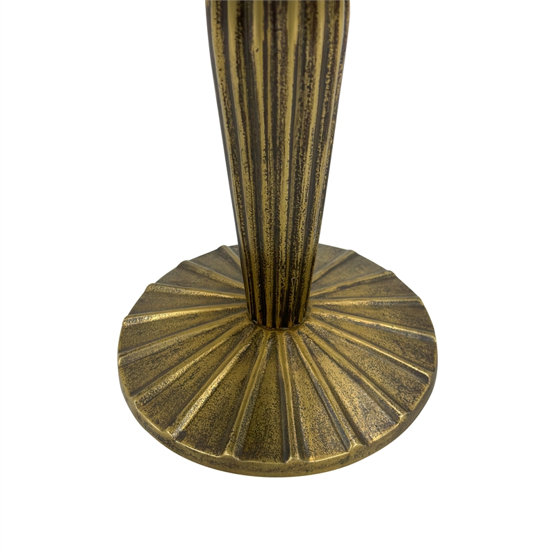 17 Inch Side End Drink Table- Fancy Fluted Base- Round Top- Antique Brass
