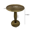 17 Inch Side End Drink Table- Fancy Fluted Base- Round Top- Antique Brass