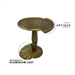 17 Inch Side End Drink Table- Fancy Fluted Base- Round Top- Antique Brass