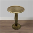 17 Inch Side End Drink Table- Fancy Fluted Base- Round Top- Antique Brass