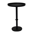 Ara 22 Inch Side End Table- Vintage Sleek Pillar Base- Round Tray Top- Black