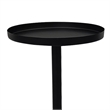 Ara 22 Inch Side End Table- Vintage Sleek Pillar Base- Round Tray Top- Black
