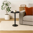 Ara 22 Inch Side End Table- Vintage Sleek Pillar Base- Round Tray Top- Black