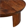 35 Inch Coffee Table- Handcrafted Round Mango Wood Top-Modern Curved Tripod Legs