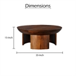 35 Inch Coffee Table- Handcrafted Round Mango Wood Top-Modern Curved Tripod Legs