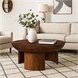 35 Inch Coffee Table- Handcrafted Round Mango Wood Top-Modern Curved Tripod Legs