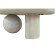 38 Inch Coffee Table- Oblong Mango Wood Top with a Modern Ball Leg- Washed White