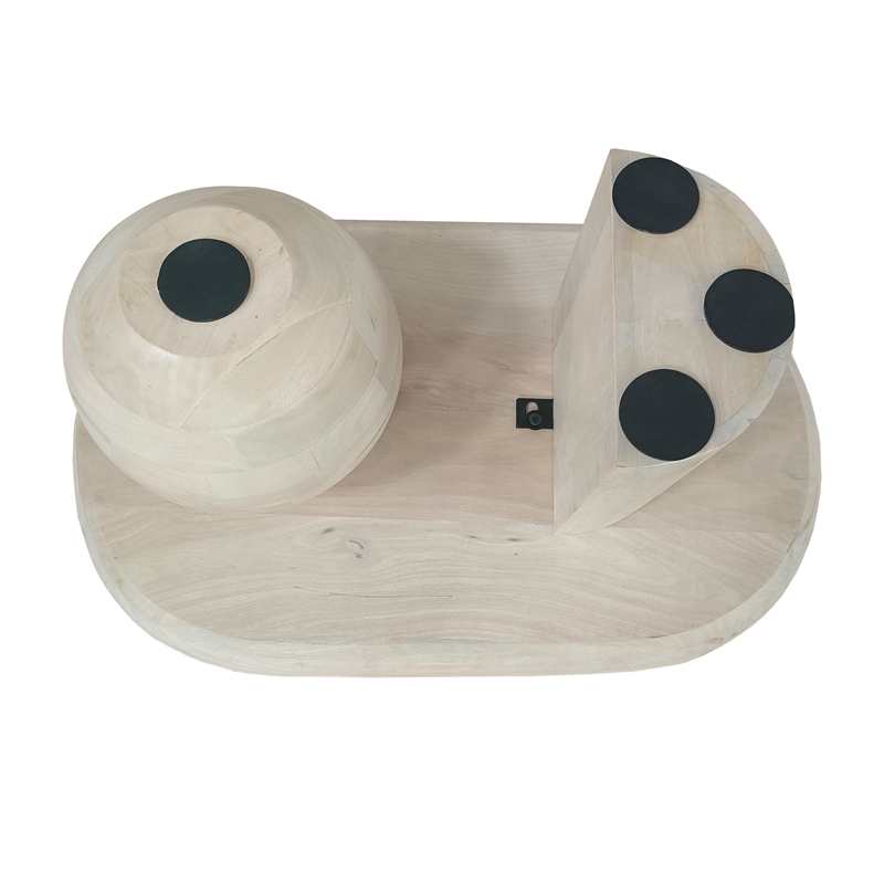 38 Inch Coffee Table- Oblong Mango Wood Top with a Modern Ball Leg- Washed White