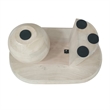 38 Inch Coffee Table- Oblong Mango Wood Top with a Modern Ball Leg- Washed White