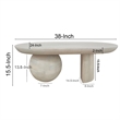 38 Inch Coffee Table- Oblong Mango Wood Top with a Modern Ball Leg- Washed White
